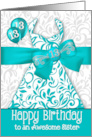 13th Birthday for Sister Trendy Bling Turquoise Dress card