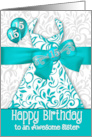 15th Birthday for Sister Trendy Bling Turquoise Dress card