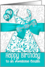 20th Cousin’s Birthday Trendy Bling Turquoise Dress card