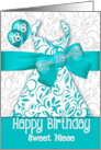 18th Niece’s Birthday Trendy Bling Turquoise Dress card