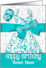 22nd Niece’s Birthday Trendy Bling Turquoise Dress card