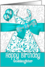14th Goddaughter’s Birthday Trendy Bling Turquoise Dress card