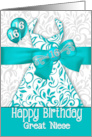 16th Great Niece’s Birthday Trendy Bling Turquoise Dress card