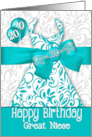 20th Great Niece’s Birthday Trendy Bling Turquoise Dress card