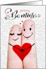 Be Mine Valentine Finger Couple with Hearts Custom card