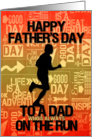 for Dad on Father’s Day Runner Sport Theme in Orange and Golds card