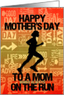 for Mom on Mother’s Day Runner Sport Theme in Orange and Golds card