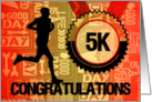5K Run Congratulations Sports Theme in Orange and Gold card