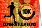 10K Run Congratulations Sports Theme in Orange and Gold card