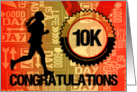 10K Run Congratulations Sports Theme in Orange and Gold card