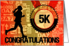 5K Run Congratulations Sports Theme in Orange and Gold card