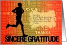 Thank You Running Sports Theme in Orange and Gold Custom card