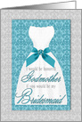Godmother Bridesmaid Request Turquoise and Silver Wedding Custom card