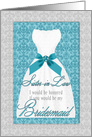 Sister in Law Bridesmaid Request Turquoise Silver Wedding Custom card