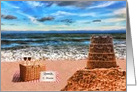 Custom Retirement Congratulations Sandcastle Beach Picnic card