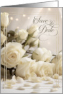 Save the Date Faux Gold Leaf Roses with Bride and Groom card