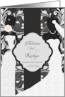 Two Brides Civil Union Announcement Elegant Damask card