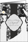 Elopement Announcement for Two Brides in Elegant Damask card