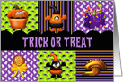 Halloween Trick or Treat Tasty Treats in Purple, Orange and Black card