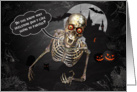 Halloween Skeleton Tells a Funny Joke Graveyard Scene card