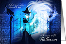 Birthday on Halloween Witch Conjures Ghosts card