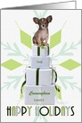 Custom Papillon Dog Green Snowflake Holiday Packages card