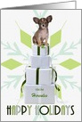 from the Pet Papillon Dog with Green Snowflake Custom card