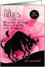 Taurus Birthday for Her in Pink and Black Zodiac Custom card