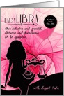 Libra Birthday for Her in Pink and Black Zodiac Custom card