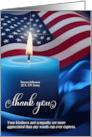 Sympathy Thank You American Flag with Blue Candle card