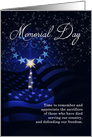 Memorial Day American Flag, Candle and Heart of Stars card