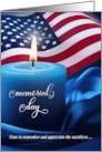 Memorial Day American Flag, Candle and Heart of Stars card