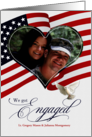 We’re Engaged Military Theme Heart Photo Frame card