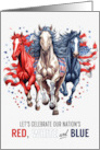 4th of July Party Invitation Western Patriotic Horses card