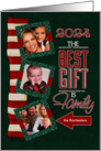 The Best Gift is Family 2023 Chalkboard Holiday 3 Photo Custom card