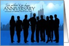 Custom Business Anniversary - Skyline and People Silhouette card