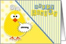 Easter Chick in Yellow and Blue for Kids Custom Name card
