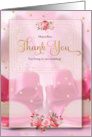 Custom Bridal Thank You Pink Wedding Shoes and Golden Hues card