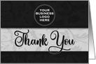 Business Thank You Round LOGO in Classic Black Damask card