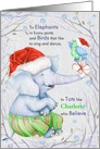 for Tots on Christmas - Watercolor Elephant and Bird card