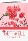 Custom Get Well Salmon Pink Carnation Botanical Garden card