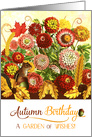 Birthday Chrysanthemums with Autumn Leaves for Fall Season card