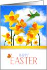 Easter Daffodil Garden with Butterflies card