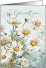 Custom Get Well White Daisy Garden with Butterflies card