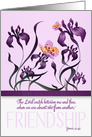 Friendship with Genesis 31 Bible Verse and Purple Iris Garden card