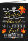 for Aunt Thanksgiving Blessings Chalkboard and Autumn Leaves card