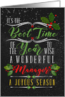 for Manager Best Time of the Year Christmas Chalkboard and Holly card