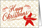 Happy Christmas from the Bahamas Starfish Red and Gold Theme card