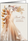 Bridesmaid Thank You Peach and Golden Gown card