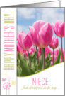 for Niece on Mother’s Day Pink Tulips Garden card